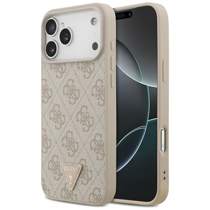 Etui Guess Leather 4G Triangle Strass    MagSafe do iPhone 17 Pro Max różowy na NearMe.pl