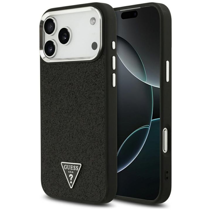 Etui Guess Glitter Triangle Logo MagSafe do iPhone 17 Pro Max czarny na NearMe.pl