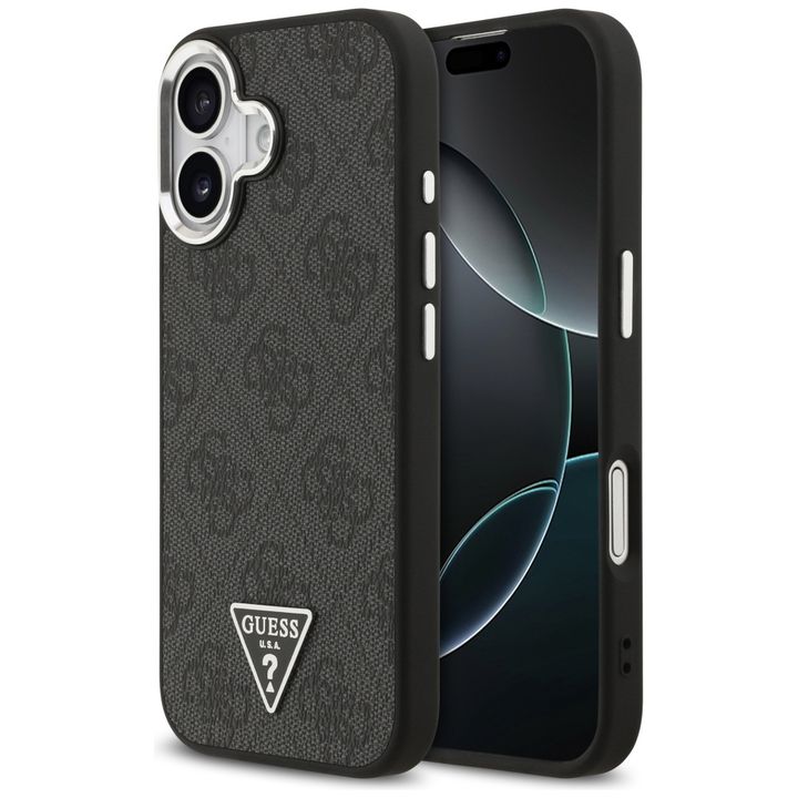 Etui Guess 4G Triangle Logo MagSafe do   iPhone 17 czarny srebrny na NearMe.pl