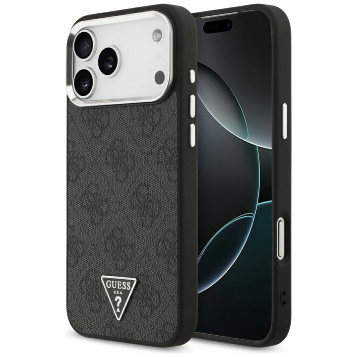 Etui Guess 4G Triangle Logo MagSafe do   iPhone 17 Pro Max czarny srebrny na NearMe.pl