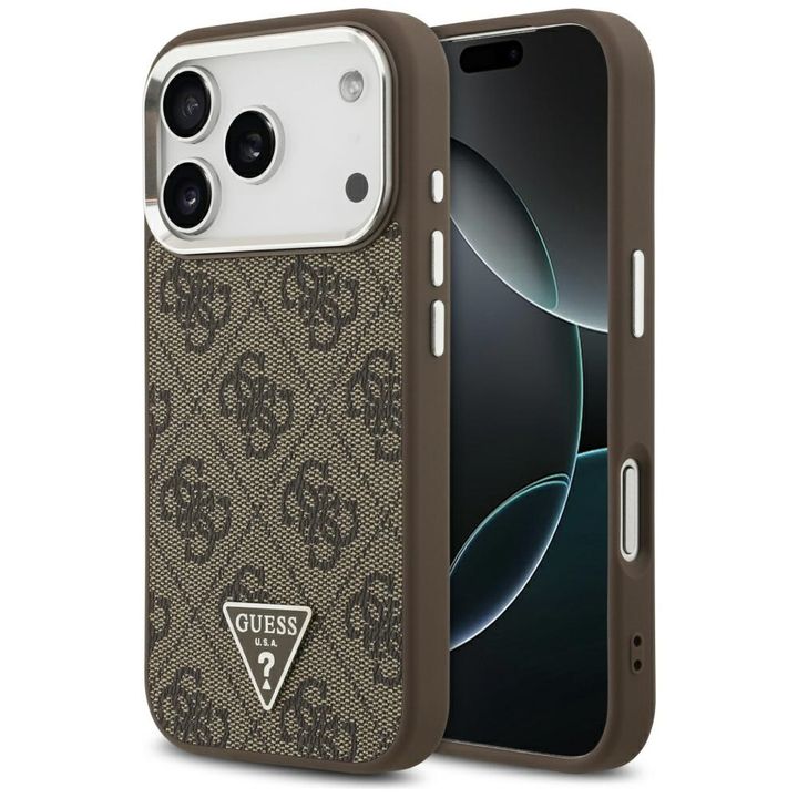 Etui Guess 4G Triangle Logo MagSafe do   iPhone 17 Pro brązowy srebrny na NearMe.pl