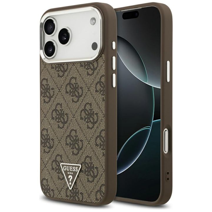 Etui Guess 4G Triangle Logo MagSafe do   iPhone 17 Pro Max brązowy srebrny na NearMe.pl