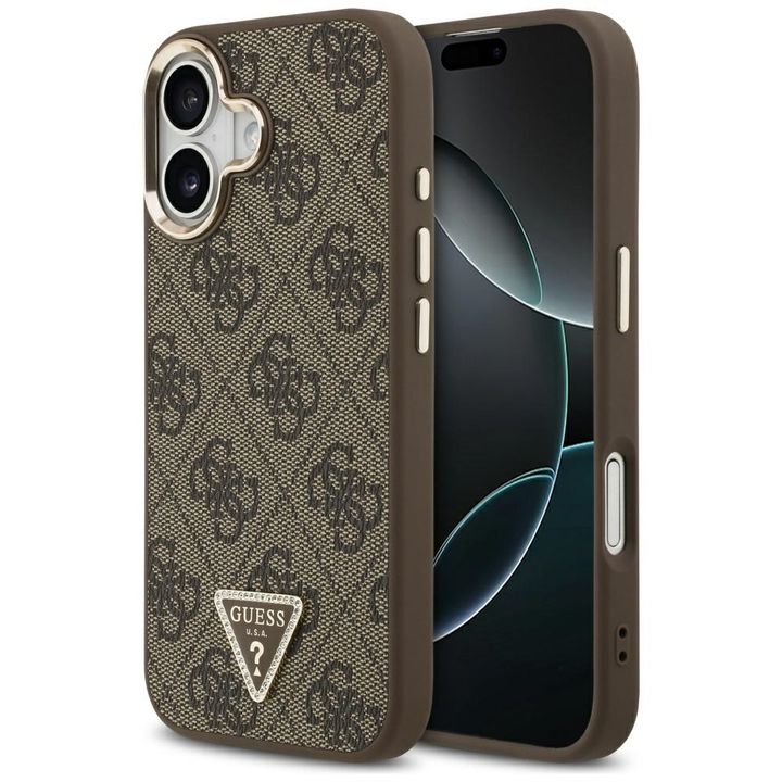 Etui Guess 4G Triangle Logo MagSafe do   iPhone 17 brązowy złoty na NearMe.pl