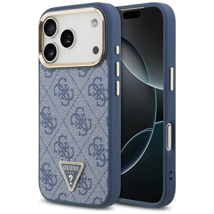 Etui Guess 4G Triangle Logo MagSafe do   iPhone 17 Pro niebieski złoty na NearMe.pl