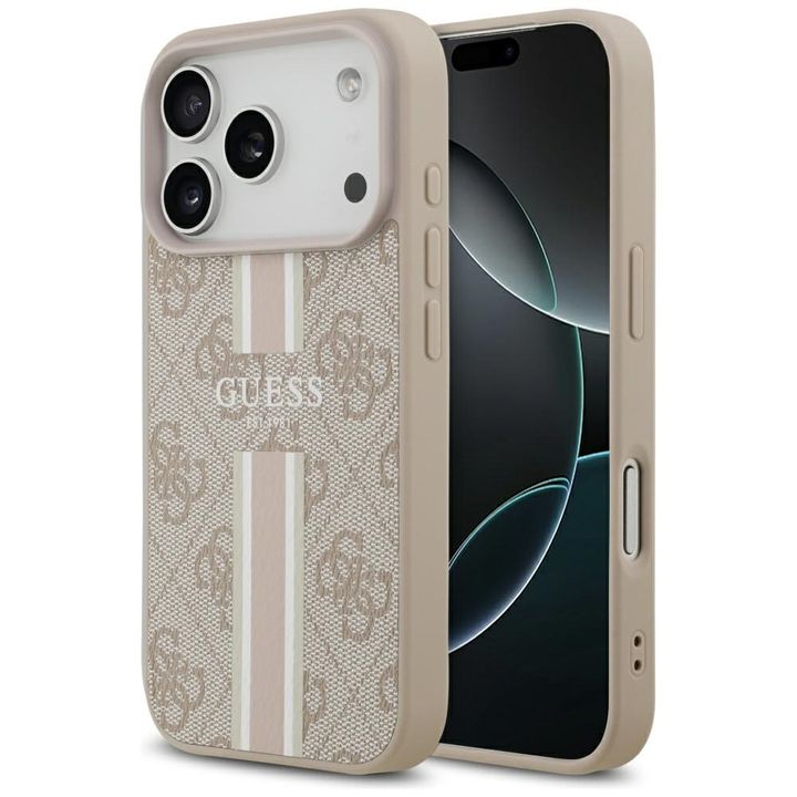 Etui Guess 4G Printed Stripes MagSafe do iPhone 17 Pro różowy na NearMe.pl