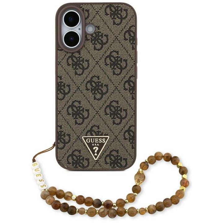 Etui Guess 4G Strap Triangle Logo        MagSafe do iPhone 17 brązowy na NearMe.pl