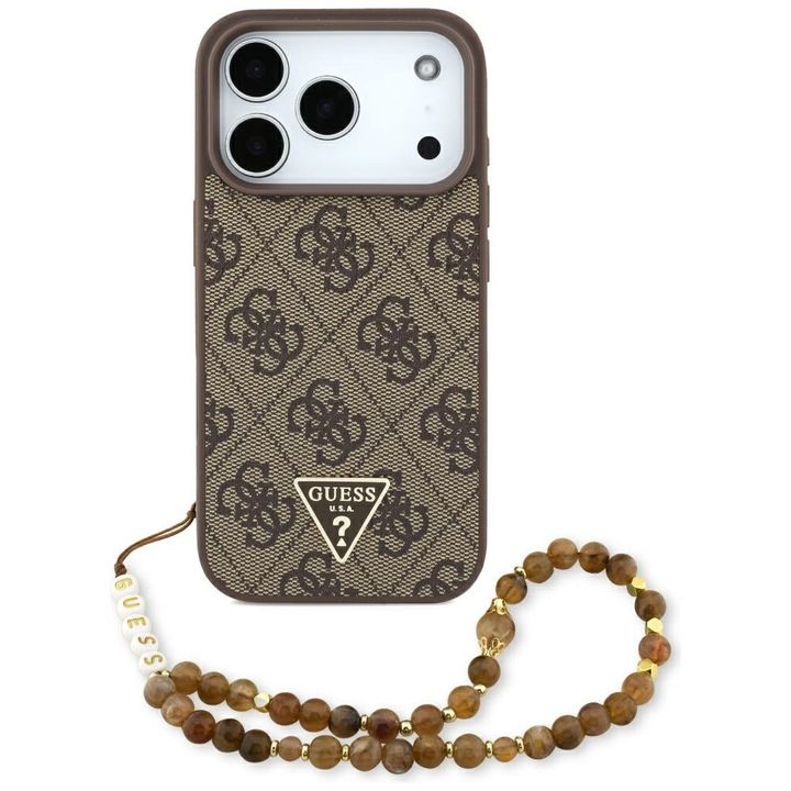 Etui Guess 4G Strap Triangle Logo        MagSafe do iPhone 17 Pro brązowy na NearMe.pl