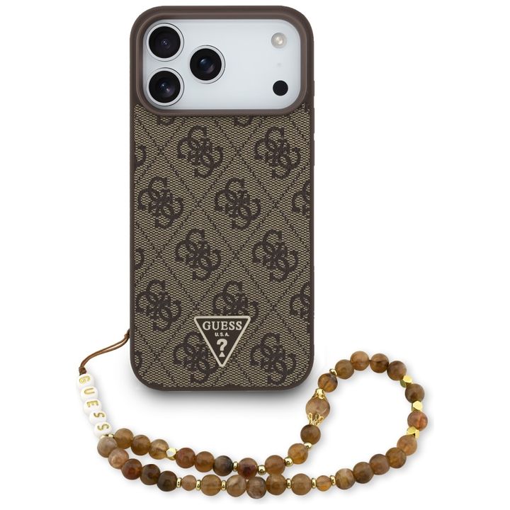 Etui Guess 4G Strap Triangle Logo        MagSafe do iPhone 17 Pro Max brązowy na NearMe.pl