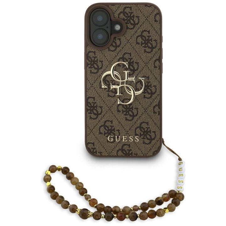 Etui Guess 4G Strap 4G Classic Logo do   iPhone 16 brązowy na NearMe.pl