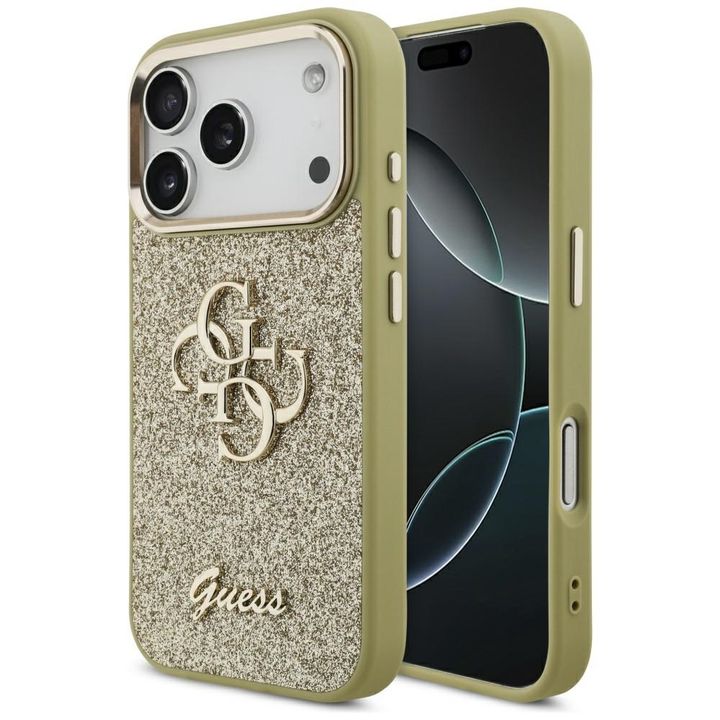 Etui Guess Fixed Glitter Big 4G Metal    Frame do iPhone 17 Pro złoty na NearMe.pl