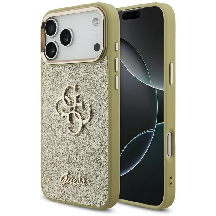 Etui Guess Fixed Glitter Big 4G Metal    Frame do iPhone 17 Pro Max złoty na NearMe.pl