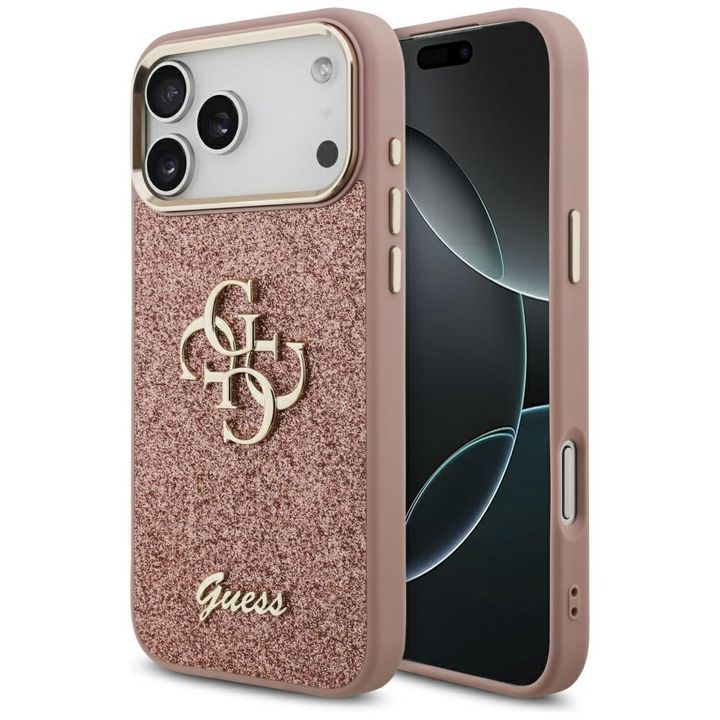 Etui Guess Fixed Glitter Big 4G Metal    Frame do iPhone 17 Pro Max różowy na NearMe.pl