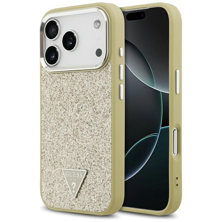 Etui Guess Glitter Triangle Logo MagSafedo iPhone 17 Pro złoty na NearMe.pl