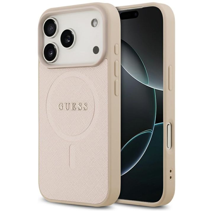 Etui Guess Saffiano Classic Logo MagSafe do iPhone 17 Pro różowy na NearMe.pl