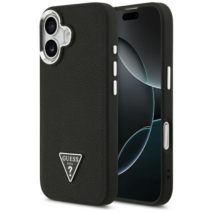 Etui Guess Grained Triangle Logo MagSafe do iPhone 17 czarny na NearMe.pl