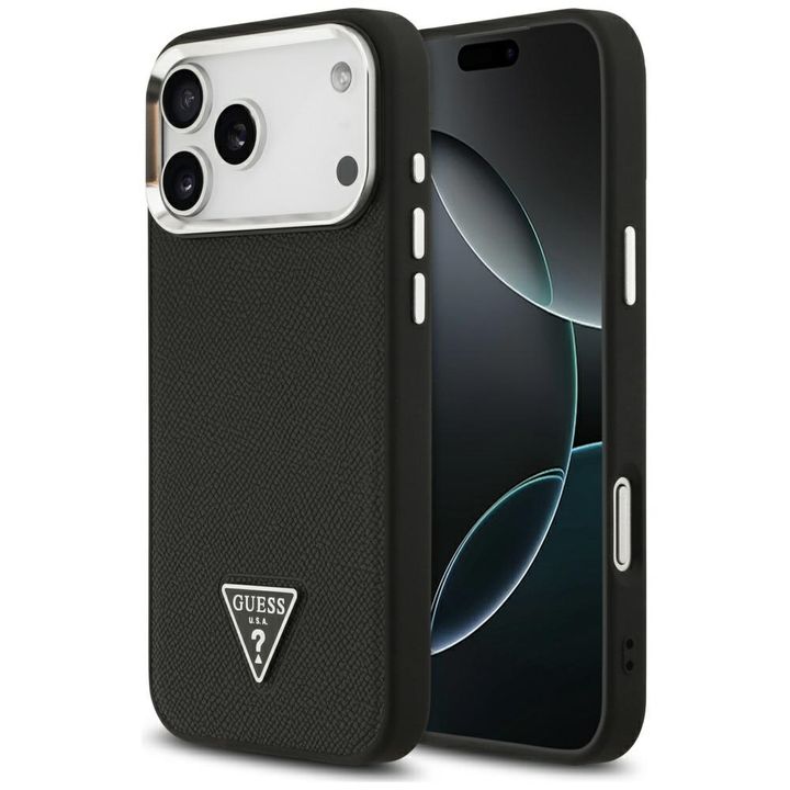Etui Guess Grained Triangle Logo MagSafe do iPhone 17 Pro Max czarny na NearMe.pl