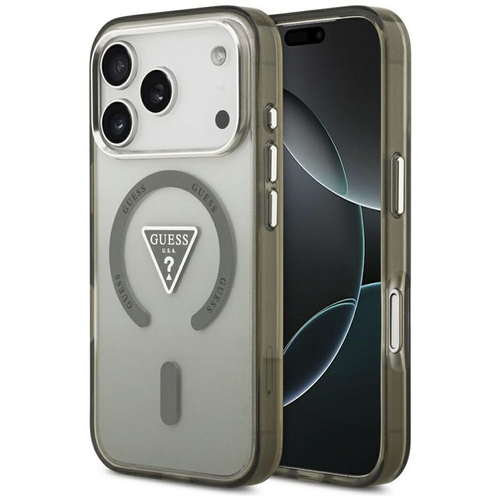 Etui Guess IML Gradient Triangle Logo    MagSafe do iPhone 17 Pro khaki na NearMe.pl