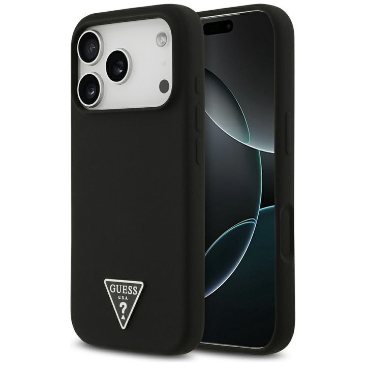 Etui Guess Silicone Triangle Logo        MagSafe do iPhone 17 Pro czarny na NearMe.pl