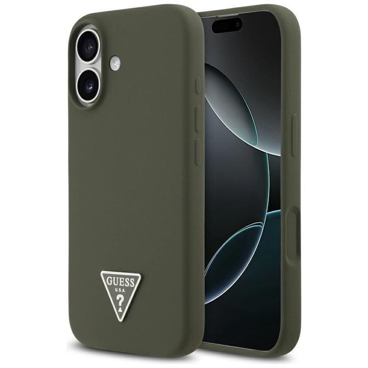 Etui Guess Silicone Triangle Logo        MagSafe do iPhone 17 khaki na NearMe.pl