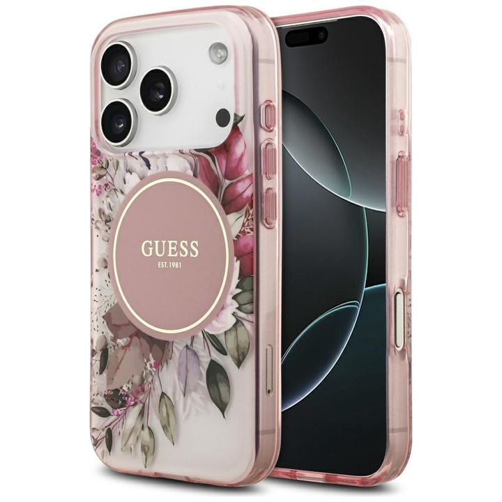 Etui Guess IML Flower & Tonal Circle     MagSafe do iPhone 17 Pro różowy na NearMe.pl