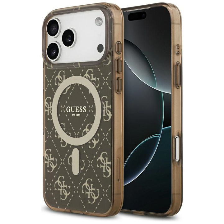 Etui Guess IML 4G Background MagSafe do  iPhone 17 Pro brązowy na NearMe.pl