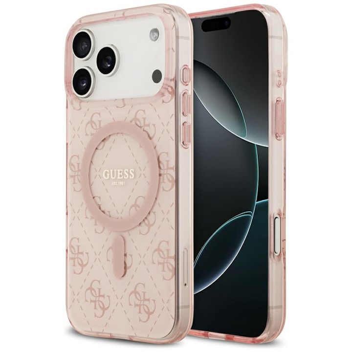 Etui Guess IML 4G Background MagSafe do  iPhone 17 Pro Max różowy na NearMe.pl