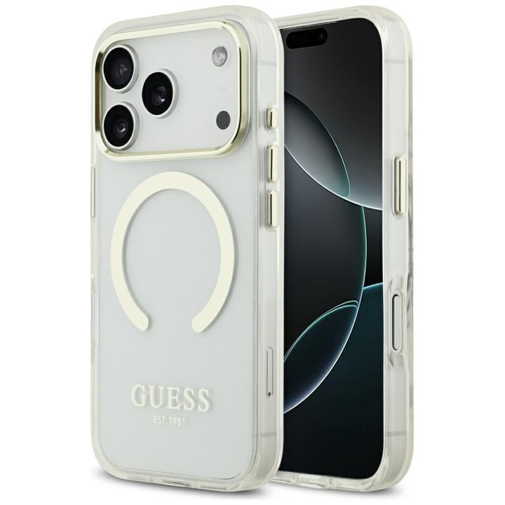 Etui Guess Metal Outline MagSafe do      iPhone 17 Pro złoty na NearMe.pl
