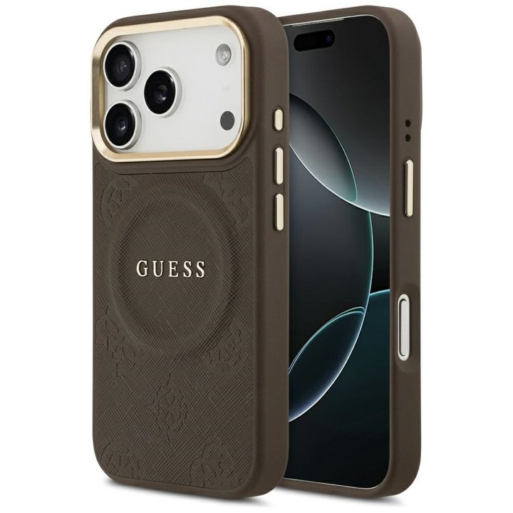 Etui Guess Peony Hot Stamp MagSafe do    iPhone 17 Pro brązowy na NearMe.pl