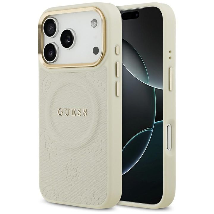 Etui Guess Peony Hot Stamp MagSafe do    iPhone 17 Pro beżowy na NearMe.pl