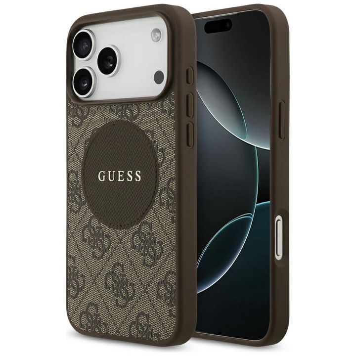 Etui Guess 4G Circle Classic Logo        MagSafe do iPhone 17 Pro Max brązowy na NearMe.pl