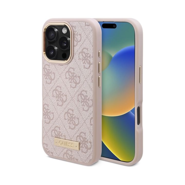 Guess GUHMP16LU4GPRP iPhone 16 Pro 6.3" różowy/pink hardcase 4G Logo Plate MagSafe na NearMe.pl