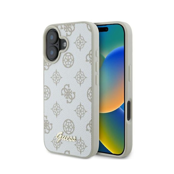 Guess GUHMP16SPGPYSH iPhone 16 6.1" biały/white hardcase Peony Script Logo MagSafe na NearMe.pl