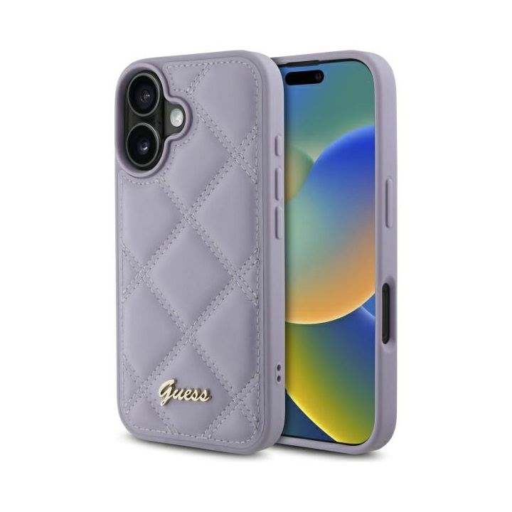 Guess GUHCP16SPSQSQSU iPhone 16 6.1" jasnofioletowy/light purple hardcase Quiled Metal Logo na NearMe.pl