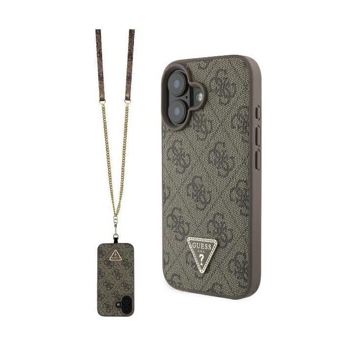 Guess GUHCP16SP4TDSCPW iPhone 16 6.1" brązowy/brown hardcase Leather Metal Logo Strass Crossbody na NearMe.pl