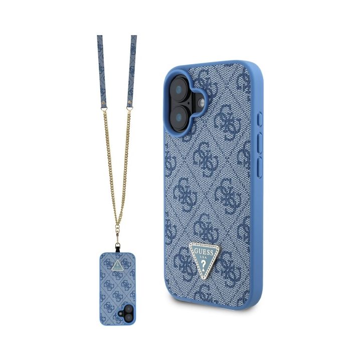 Guess GUHCP16SP4TDSCPB iPhone 16 6.1" niebieski/blue hardcase Leather Metal Logo Strass Crossbody na NearMe.pl