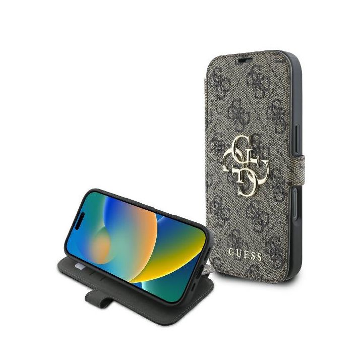 Guess GUBKP16L4GMGBR iPhone 16 Pro6.3" brązowy/brown book 4G Metal Logo na NearMe.pl