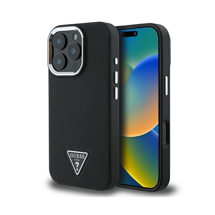Guess GUHMP16LPGTSPSK iPhone 16 Pro czarny/black hardcase Grained Triangle MagSafe na NearMe.pl