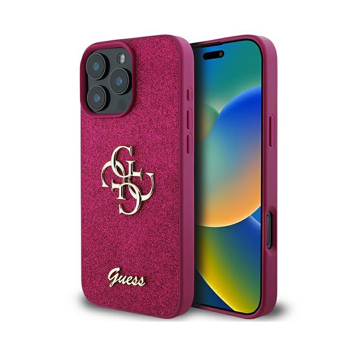 Guess GUHCP16LHG4SGU iPhone 16 Pro 6.3" fioletowy/purple hardcase Glitter Script Big 4G na NearMe.pl