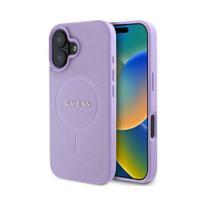Guess GUHMP16SPSAHMCU iPhone 16 6.1"     fioletowy/purple hardcase Saffiano MagSafe na NearMe.pl