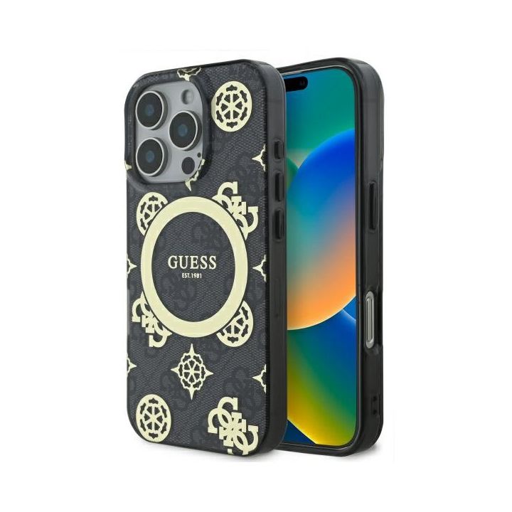 Guess GUHMP16LH4PYEEK iPhone 16 Pro 6.3" czarny/black hardcase IML Peony On 4G Background MagSafe na NearMe.pl