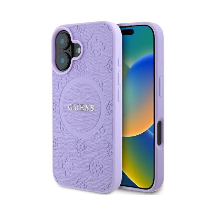 Guess GUHMP16MPSAPSMEU iPhone 16 Plus    6.7" fioletowy/purple hardcase Saffiano Peony Classic Logo MagSafe na NearMe.pl
