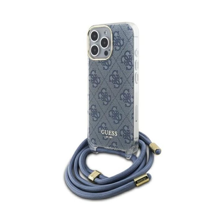 Guess GUHCP16LHC4SEB iPhone 16 Pro 6.3"  niebieski/blue hardcase Crossbody Cord 4G Print na NearMe.pl