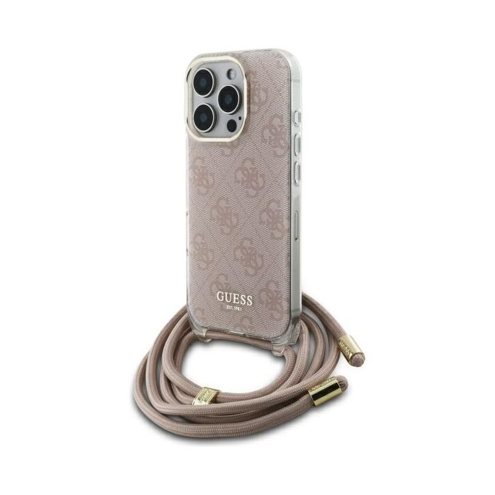 Guess GUHCP16XHC4SEP iPhone 16 Pro Max 6.9" różowy/pink hardcase Crossbody Cord 4G Print na NearMe.pl