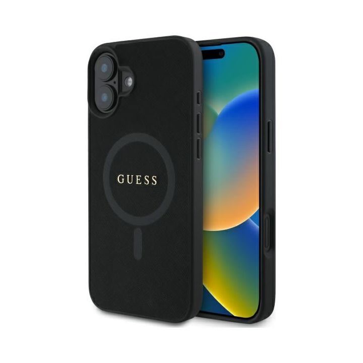 Guess GUHMP16SPSAHMCK iPhone 16 6.1"     czarny/black hardcase Saffiano Classic Logo MagSafe na NearMe.pl
