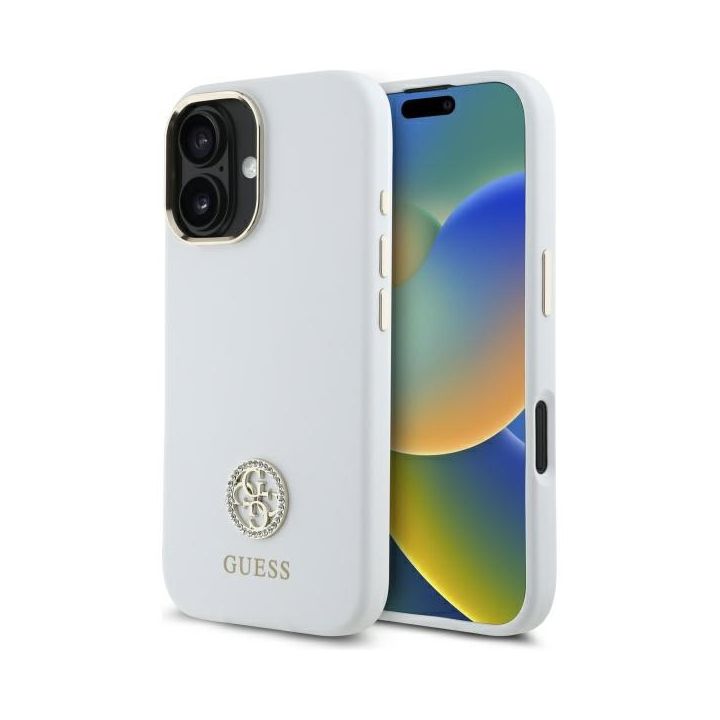 Guess GUHCP16SM4DGPH iPhone 16 6.1"      biały/white hardcase Silicone Logo Strass 4G na NearMe.pl