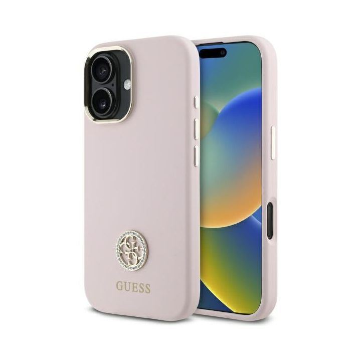 Guess GUHCP16SM4DGPP iPhone 16 6.1"      jasnoróżowy/pink hardcase Silicone Logo Strass 4G na NearMe.pl