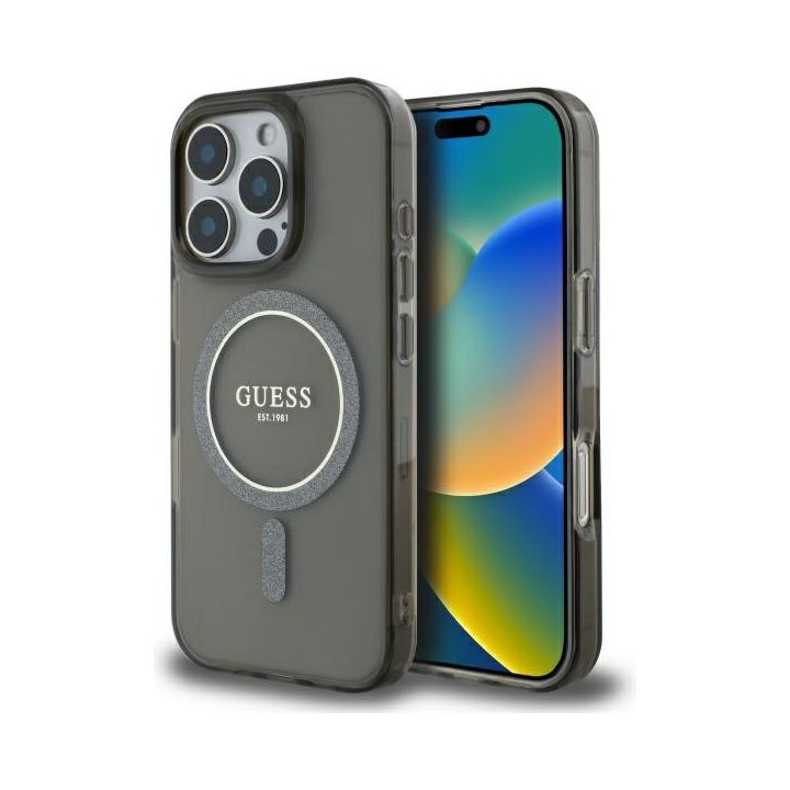 Guess GUHMP16LHFGEREK iPhone 16 Pro 6.3" czarny/black hardcase IML Glitter Circle MagSafe na NearMe.pl