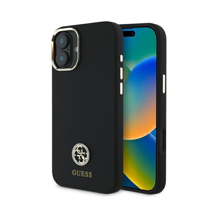 Guess GUHCP16SM4DGPK iPhone 16 6.1"      czarny/black hardcase Silicone Logo Strass 4G na NearMe.pl