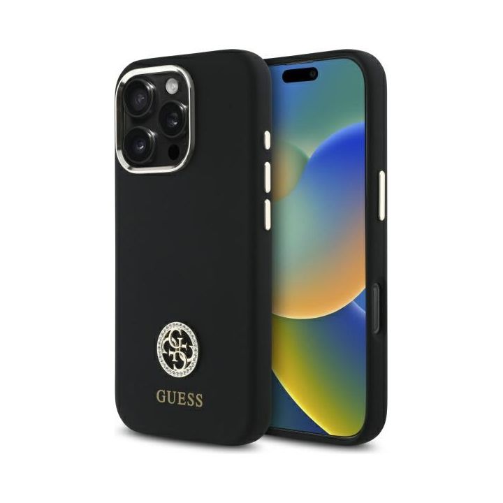 Guess GUHCP16XM4DGPK iPhone 16 Pro Max   6.9" czarny/black hardcase Silicone Logo Strass 4G na NearMe.pl