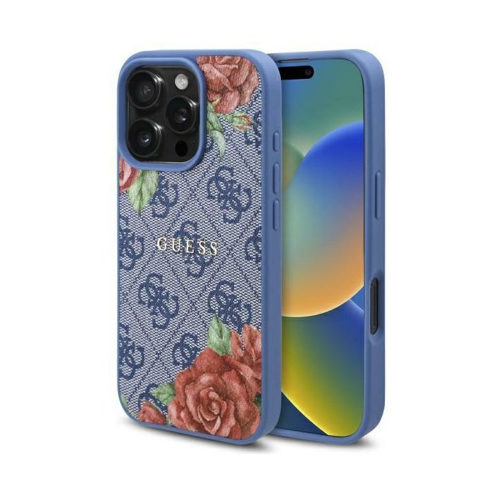 Guess GUHMP16XP4ROPEMCB iPhone 16 Pro    Max 6.9" niebieski/blue hardcase 4G Flowers Print MagSafe na NearMe.pl